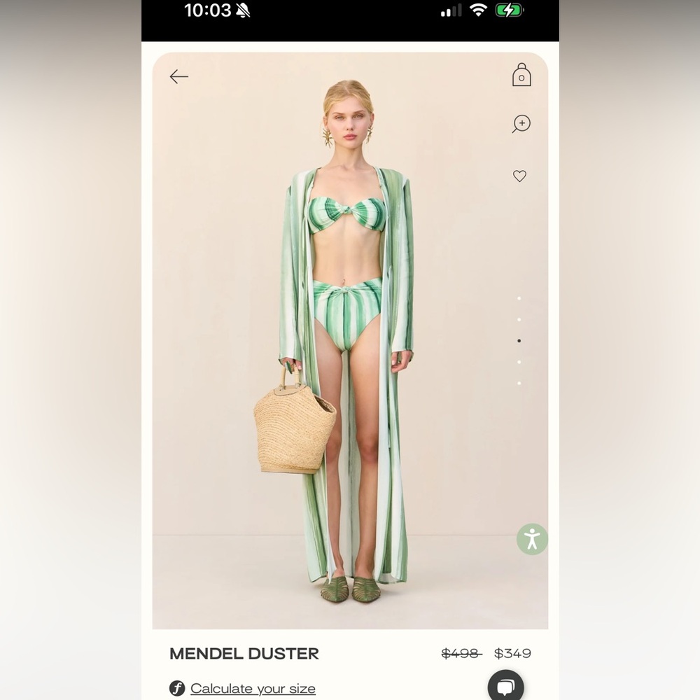 Cult Gaia NWT Mendel Duster. Gorgeous cover up in green and white